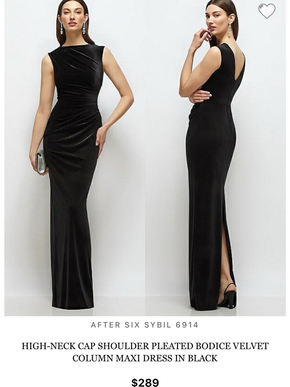 After Six Sybil High-Neck Black Velvet Column Maxi Dress